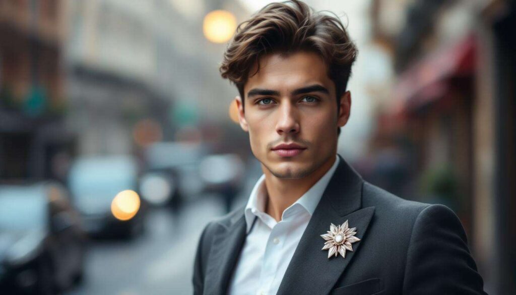 È la spilla l'accessorio (anche) del 2026, anche per lui. Come indossarla? Ce lo insegnano le nostre nonne